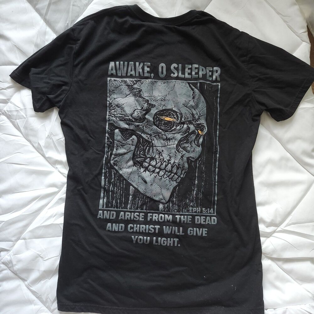 Chicyea Men's Black Graphic Skull Christ Tshirt Size L